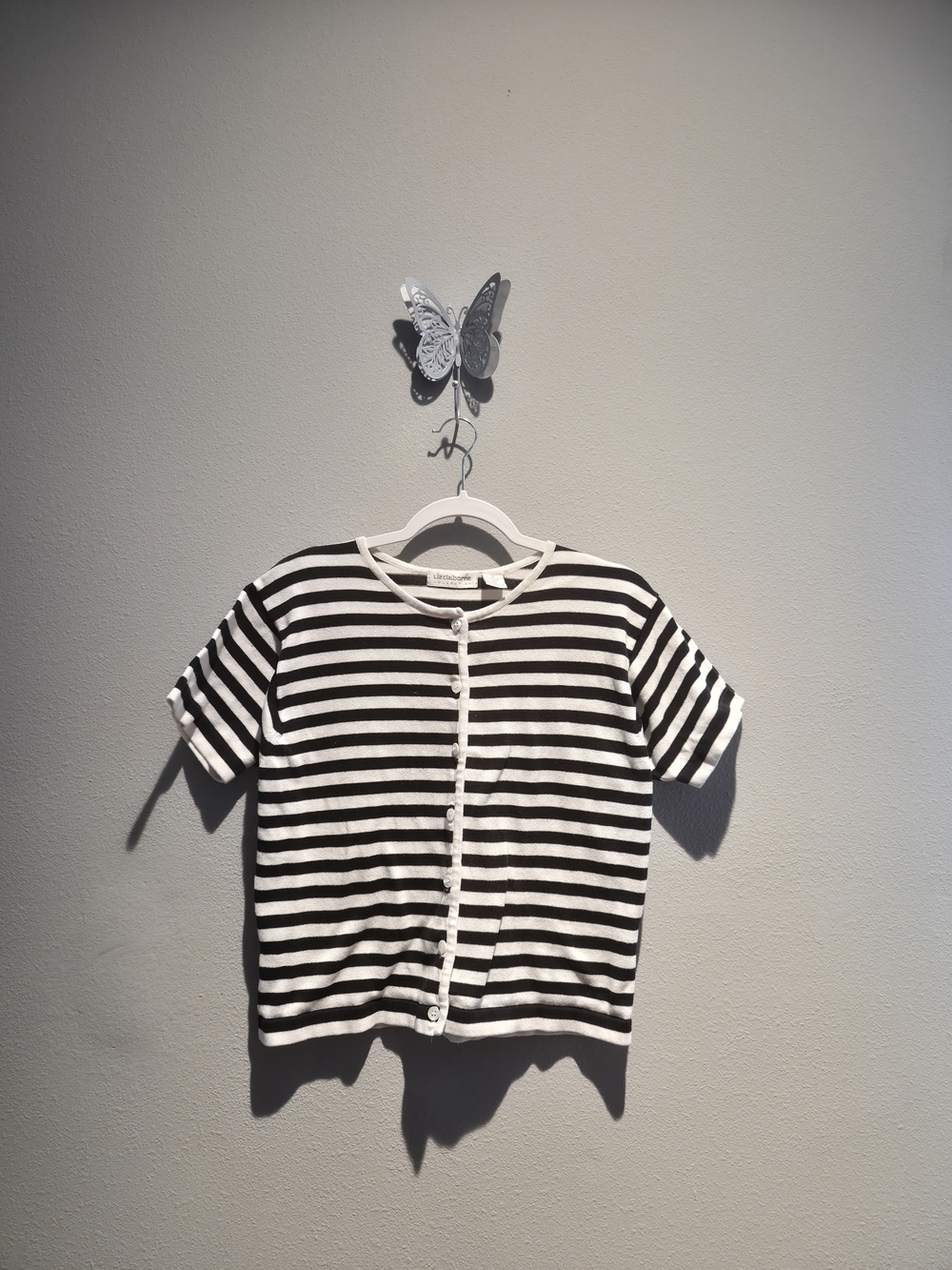 Black & White Stripe Button-Front  Top